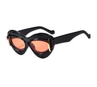 New 2025 Cat Eye Double Frame For Women's Leopard Pattern Sunglasses Fashion Personality Party Hip Hop Street UV400(Black Orange)