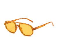 New 2025 Fashion Double Bridges Cat Eye Sunglasses For Women Retro Leopard Gradient Shades Uv400 Men Trending Sun Glasses(Amber Yellow)