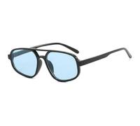 New 2025 Fashion Double Bridges Cat Eye Sunglasses For Women Retro Leopard Gradient Shades Uv400 Men Trending Sun Glasses(Black Blue)