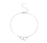 New 2025 Fashion Double Love Heart Chain Ankle For Women Summer Sandals Female Anklet Bracelets Beach Foot Jewelry Fashion Creative Watch Digital Women (Silver, One Size)
