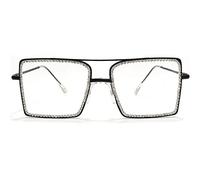 New 2025 Fashion Transparent Square Sunglasses Metal Frame For Women Overize Glasses Men Eyeglasses Frame Glasses Clear Shades(Black-white Diamond)