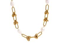 New 2025 Fashion Trendy Natural Pearl Stainless Steel Chain Handmade Necklace Bracelet Stylish 18K Gold Plated Jewelry Set Women With For You Accessories Creative Gift
