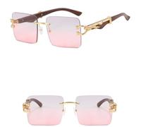 New 2025 For Women's Rimless Square Sunglasses Fashion Populare Frameless Sun Glasses Men Gradient Traveling Shades(Gray Pink)