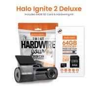 NEW - 2025 Halo Ignite 2 1080p Full HD Compact Dash Cam With Quick Release Mount (USB-C) With 64GB SD Card & Hardwiring Kit Bundle