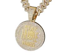 New 2025 Hip Hop Stay Hard Letter Pendant Cuban Chain Necklace Punk Gold Color Iced Out Necklaces Fashion Charm Men Women Decoration Jewelry Luxury With You Accessories Trendy Best For Gift
