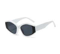New 2025 Polygon Cat Eye Colorful Leopard Sunglasses Shades Uv400 Retro Double Color Men Gradient Sun Glasses(White Gray)
