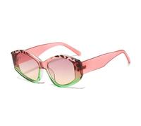 New 2025 Polygon Cat Eye Colorful Leopard Sunglasses Shades Uv400 Retro Double Color Men Gradient Sun Glasses(Pink Leopard Green)