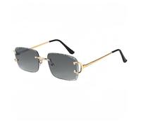 New 2025 Rimless Gradient Square Sunglasses Man Diamond Copper Frame Sun Glasses Punk For Women's Small Frameless Eyewear UV400(C02 Grey)