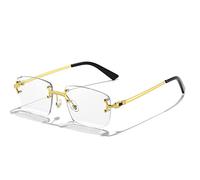 New 2025 Rimless Square Sunglasses Men For Women UV400 Small Gradient Frameless Sun Glasses For Men Metal Eyewear(C11 Gold Clear)