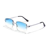 New 2025 Rimless Square Sunglasses Men For Women UV400 Small Gradient Frameless Sun Glasses For Men Metal Eyewear(C20 Silver Blueclear)