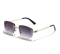 New 2025 Rimless Square Sunglasses Men For Women UV400 Small Gradient Frameless Sun Glasses For Men Metal Eyewear(C12 Silver Gradgray)