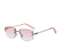 New 2025 Rimless Square Sunglasses Men For Women UV400 Small Gradient Frameless Sun Glasses For Men Metal Eyewear(C25 Gold Pink)