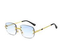 New 2025 Rimless Sunglasses For Women Retro Square Frameless Sun Glasses Male Sun Glasses For Men Fashion(Gold Light Blue)