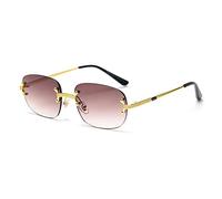 New 2025 Rimless Sunglasses For Women Retro Square Frameless Sun Glasses Male Sun Glasses For Men Fashion(Gold Brown)