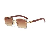 New 2025 Square Rimless Metal Frame Men's Sunglasses Fashion Band Diamond For Women's Eyegalsses Frameless UV400(C03-brown)