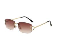 New 2025 square sun glasses for men half metal blue green frameless female fashion rimless sunglasses For Women uv400(Gold With Brown)