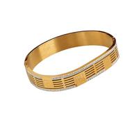New 2025 Unisex Daily Hollow Out Design With Full Of Cz On Both Sides Exquisite Trend Stainless Steel Non Fading Bracelet Decoration Jewelry Luxury You Accessories Trendy Best For Gift Women And Men