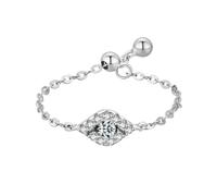 New 2026 925 Sterling Silver Charm Heart Star Moon Geometric Adjustable Chain Finger Rings for Women Wedding Original Decoration Jewelry Luxury with You Accessories Trendy Best Gift