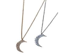New 2026 Arrive Unisex 925 Sterling Silver Pavé Crystal Moon Pendant 14K Gold Plating Clavicle Chain Necklace Women Simple Temperament Wedding Jewelry Luxury Accessories Trendy Best For Gift And Men