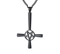 New 2026 Arrive Unisex Cool Punk Upside Down Inverted Cross Satan David Star Pendant Necklaces For Men, Vintage Cuban Chain Collar Gifts Jewelry Fashion Trendy Accessories Creative Gift Women And Men
