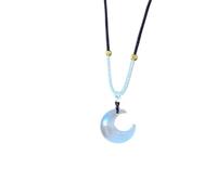 New 2026 Charming Black Blue Color Knitted Rope Chain Transparent Resin Acrylic Moon Pendant Choker Necklaces Pendientes Jewelry Fashion Trendy Accessories Creative Gift For Women And Men