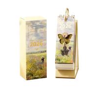 NEW 2026 Desk Calendar With Gold Binding 365 Days Vintage Oil Inspirational Daily Turn Way Planner Page Quotes