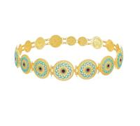 New 2026 Gold Plated Round Hollow Flower Blue Rhinestone Crystal Alloy Waist Belly Chain Thai Moroccan Robe Belt Dance Party Body Jewelry