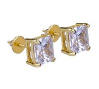 New 2026 Hip Hop Claw Setting Cubic Zirconia Ice Out Stud Earring Male Gold Color Copper Square Earrings For Men Rock Decoration Jewelry Luxury With You Accessories Trendy Best Gift