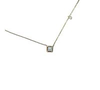 New 2026 Light Luxury 925 Sterling Silver Plated 14K Gold Zircon Square Choker Necklace Female Temperament Fine Decoration Jewelry With For You Accessories Trendy Creative Best Gift