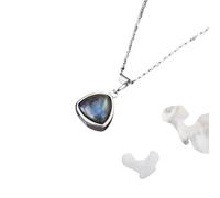 New 2026 S925 Sterling Silver Chain Necklace Natural Labradorite Aquamarine Pendant Simple Elegant Jewelry For Women Decoration Luxury With You Accessories Trendy Best Gift