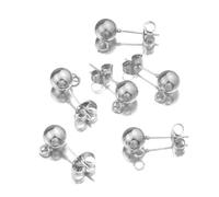 New 2026 Unisex 50Set Lot Stainless Steel Round Ball Earring Post Stud with Loop Fit DIY Findings Making Supplies Accessories Hypoallergenic Fashion Trendy Creative Gift for Women and Men