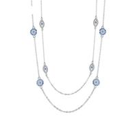 New 2026 Unisex 925 Sterling Silver Necklace Women Round Pendant Necklaces Blue Zircon Long Link Chain Turkey Jewelry Decoration Luxury With You Accessories Trendy Best For Gift For Women And Men