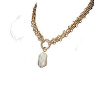 New 2026 Unisex Large Square Natural Freshwater Pearl Pendant Chunky Chain Necklace For Women Vintage Elegant Pearls Necklaces Decoration Jewelry Luxury With You Accessories Trendy For Women And Men
