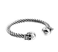 New 2026 Unisex Vintage Double Skull Head Bracelet High Stainless Steel Classic Men Adjustable Bangles Punk Rock Decoration Jewelry Luxury With For You Accessories Trendy Creative For Women And Men