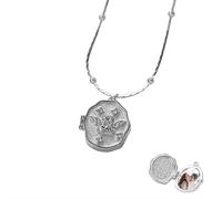 New 2026 Unisex Vintage Metal Angel Neckalce, Custom Photo Memorial Locket Jewelry, Handmade Rope Chain Necklaces Collar Jewelry Fashion Trendy Accessories