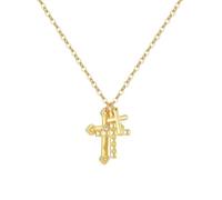 New 2026 Winter 925 Sterling Silver Gold Three Cross Pendant Charm Long Chain Necklace Fashion Fine Jewelry Decoration Luxury With You Accessories Trendy Best For Gift