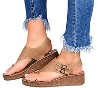 New 2026 Women's Platform Sandals T-Strap Block Heel Sandals Heeled Ankle Wedge Ankle Strap Open Toe Sandals with Zipper Vintage Beach Sandals Ladies Walking Shoes,Brown,US8/EU40
