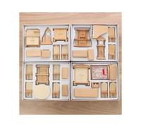 New 29 Pcs 1:24 Scale Dollhouse Miniature Unpainted Wooden Furniture Model Suite