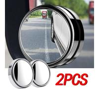 New 2Pcs Car Round Frame Convex Wide-angle Clear Rearview Auxiliary Mirror 360 Degree Blind Spot Mirror Adjustable Driving