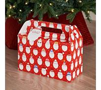 New 2pk Folding Gift Box, Beautifully Crafted Eco-Friendly Boxes, Easy to Assemble, Take your Xmas Gift, Giving Game to Next Level, Perfect for Carrying your Festive - Red Santa
