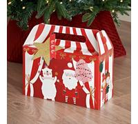 New 2pk Folding Gift Box, Beautifully Crafted Eco-Friendly Boxes, Easy to Assemble, Take your Xmas Gift, Giving Game to Next Level, Perfect for Carrying your Festive - Red Circus.