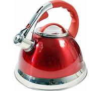 New 3.5L RED Stainless Steel Lightweight Whistling Kettle Camping Cordless Home