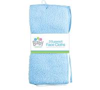 New 3 Pack Super Soft Baby FACE Hand Cloths Bath Flannel Wash Towel Wipe Feeding (Blue & White)