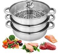 New 3 Tier Steamer Induction Steam Steaming Pot Stainless Steel Kitchen Cookware 22cm Cooking Pot Usable Home Kitchen Cookware