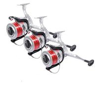 New 3 x Fixed Spool Sea Fishing Beachcaster Reels With 3BB Ball Bearings & Line