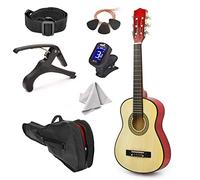 NEW! 30" Left Handed Natural Wood Guitar With Case and Accessories for Kids/Boys/Beginners (Natural)