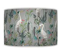 New 30cm(12") Herons Tropical Birds Lampshade Pewter Grey Ceiling Light Drum Lamp ShadePrinted Fabric Lamp Drum Lampshade or Ceiling Pendant Light Shade dz254