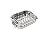 New 30cm, 32cm, 2 Pcs Professional Stainless Steel Roasting Tray with Removable Rack Pan Oval Kitchen Cooking Baking Sturdy Handles Built to Last for Years Oven Roasting Pan with Grill