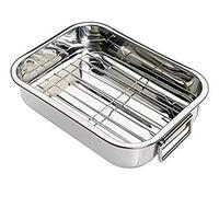 New 32cm Professional Stainless Steel Roasting Tray with Removable Rack Pan Oval Kitchen Cooking Baking Sturdy Handles Built to Last for Years Oven Roasting Pan with Grill