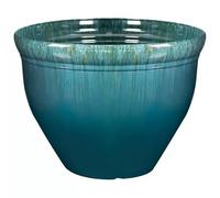 New 39cm Teal Glazed Effect Plastic Planter - Durable Indoor & Outdoor Plant Pot with Stylish Ceramic Look - Lightweight, Garden Planter for Flowers, Herbs & Decorative Plants A-22